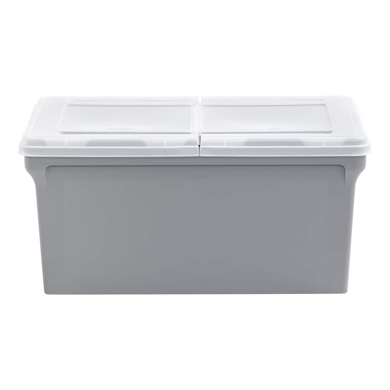 Iris® Gray Split-Lid Letter Size File Box, 4 Pack